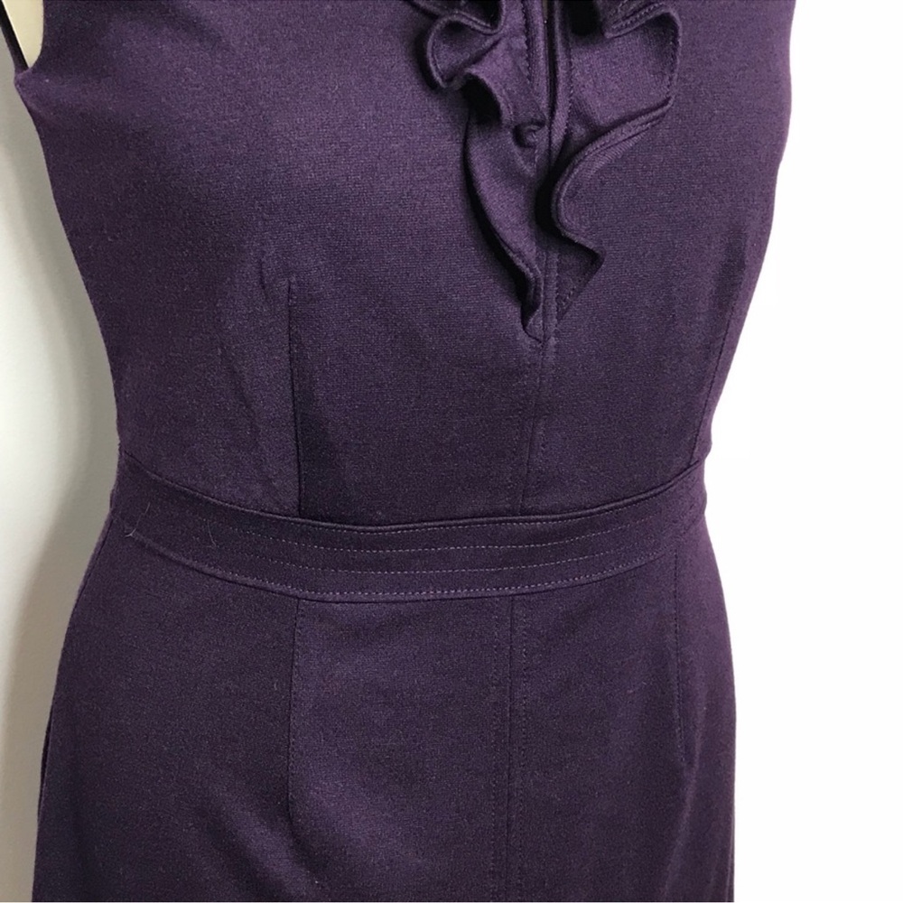 Banana Republic dark purple gorgeous size 6 Dress ruffles V neck flattering - Picture 4 of 5